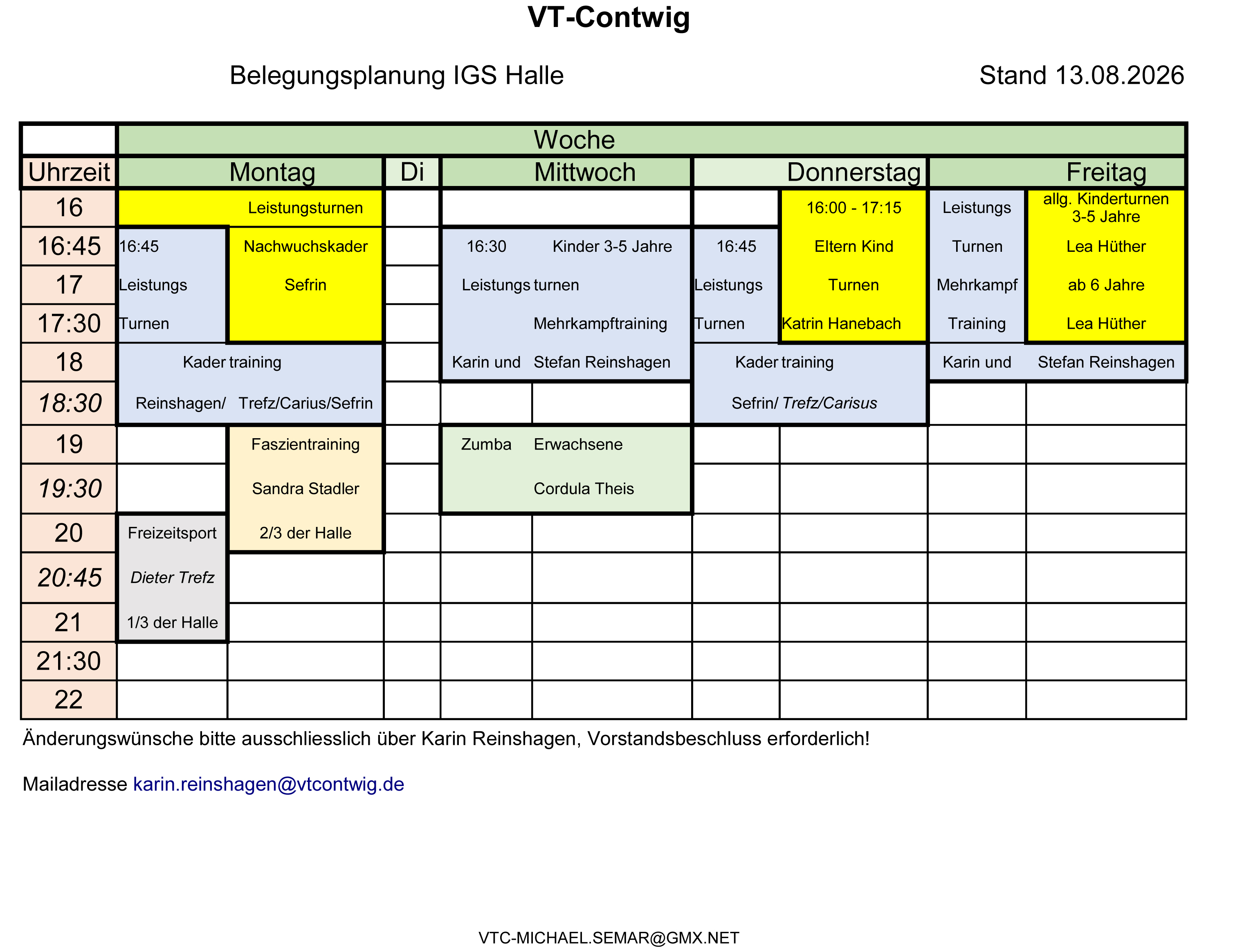 Belegung IGS August 2026